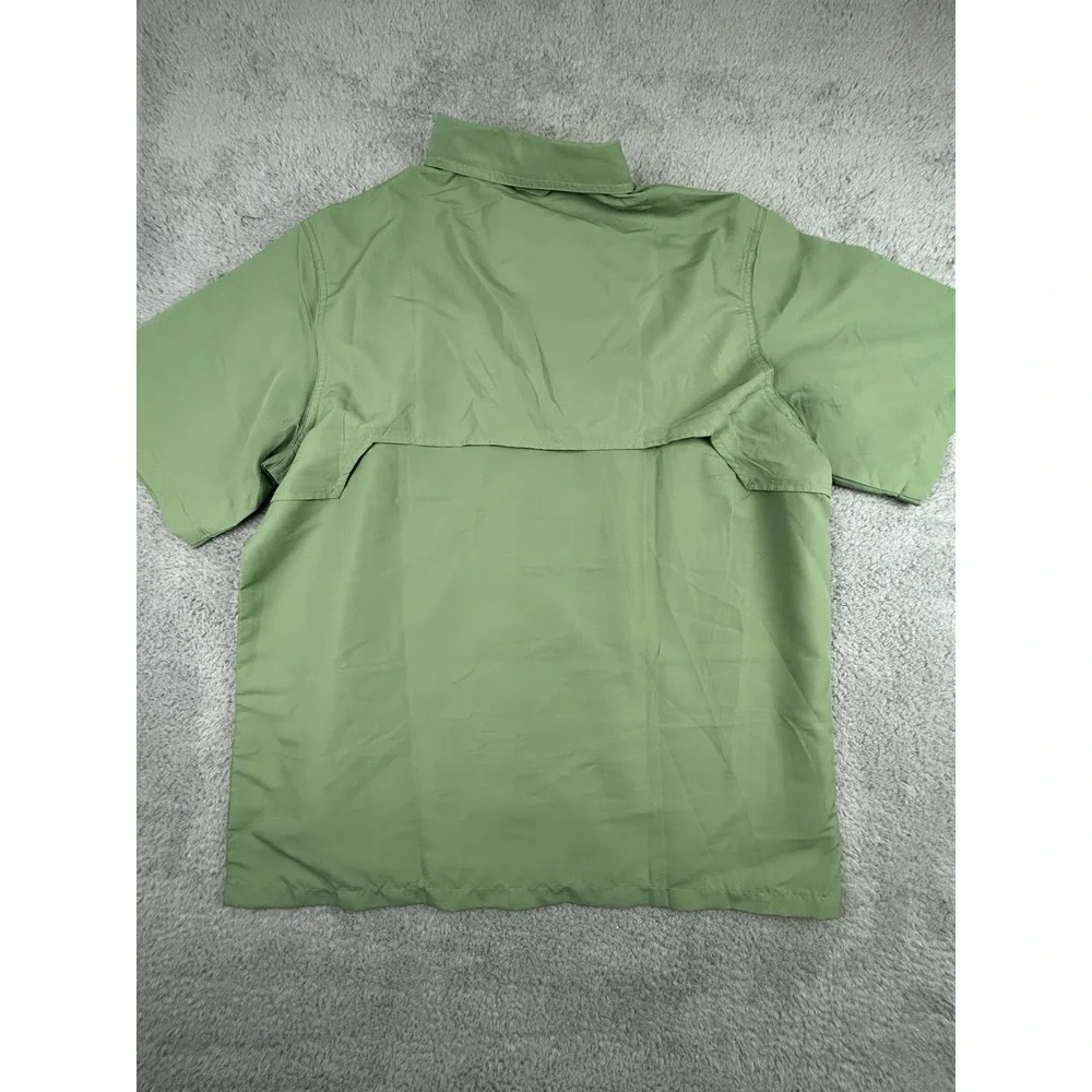 Boy Scouts Polyester Vented Button Collared Shirt Green Short Sleeve Mens Large